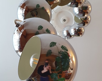 Mid Century Harvey Guzzini Chrome Casacade Lamp / Atomic Italian Design / Modernist Space Age / 1970s / MCM Meblo Guzzini Pendant Lamp