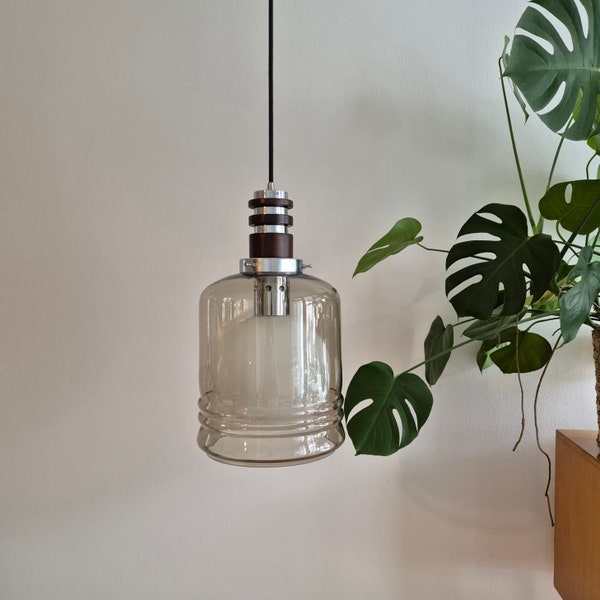 Vintage  White Clear Pendant Light / Ceiling Light/ MCM Lightning / Sijaj Hrastnik / Space Age Lamp / Retro Lamp / Yugoslavia 70's