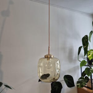 1 of 2 Vintage Glass lamps / Amber Glass Ceiling Light / Mid Century Modern Ceiling Light / Yugoslavia1970s