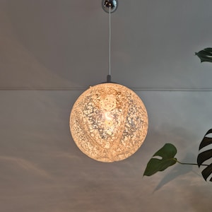 RESERVERAD!! 1 av 4 Vintage Murano-glaspendellampa / Mazzega-stil taklampa / sfärisk glob Murano / Vintage italiensk belysning / MCM 70-tal