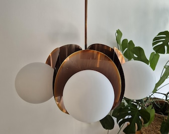 Sputnik Chandelier white glass / Space age light / Atomic Light made in Yugoslavia / Sijaj Hrastnik / 70's / Mid Century Pendant Lamp