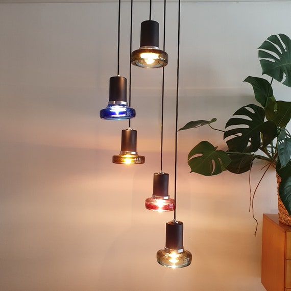 Flavio Poli Italian Murano Glass Pendant Chandelier / Seguso Vetri d'Arte / Italy 60s