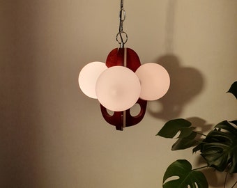 Sputnik Chandelier white glass / Space age light / Atomic Light made in Yugoslavia / Dekor Zabok / 70's / Mid Century Pendant Lamp