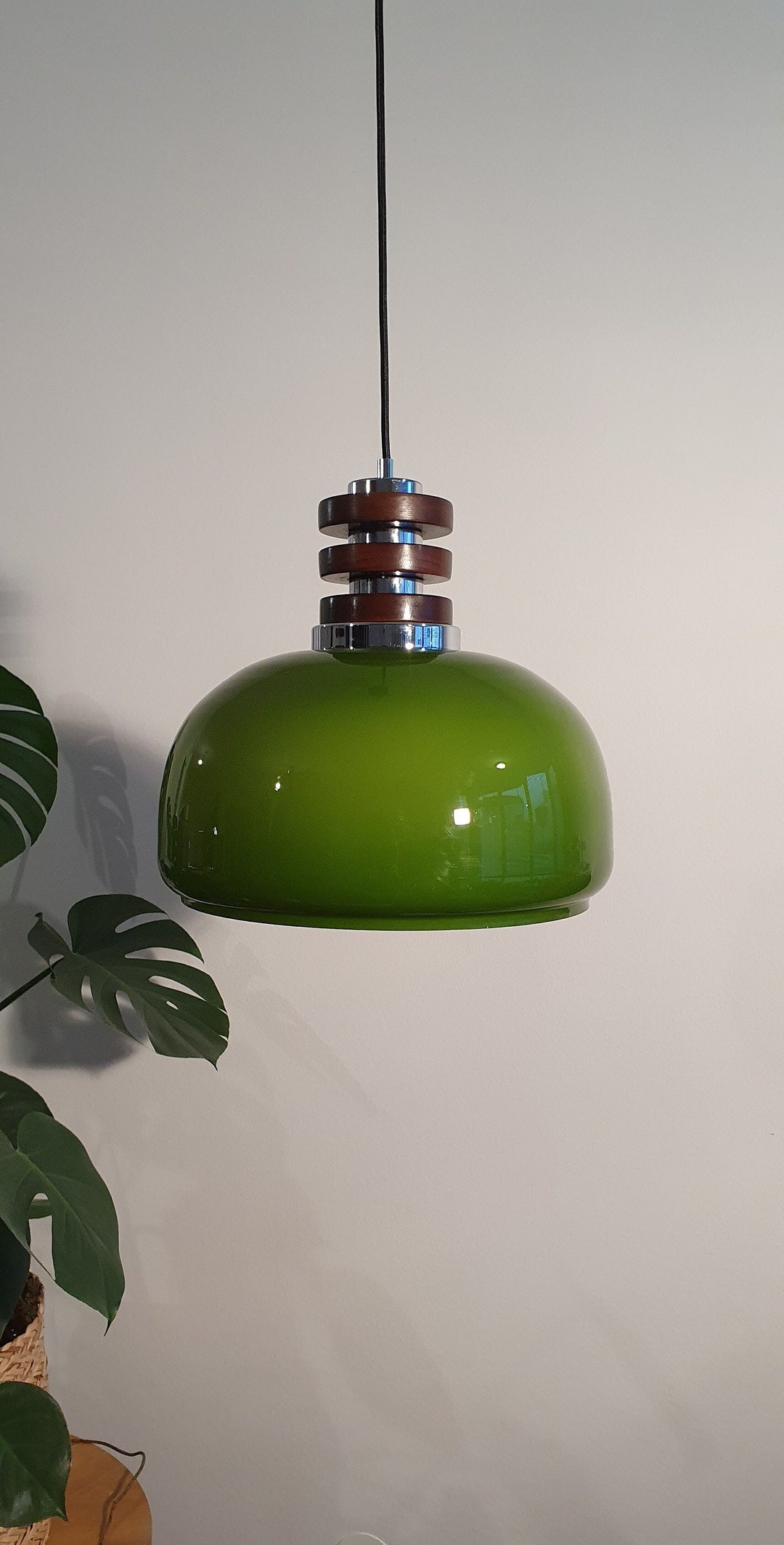 Vintage Green Pendant Light / Ceiling Light/ MCM Lightning / Sijaj