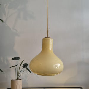 Large Mid Century Glass Pendant Lamps / Vintage Pendant Lamp / Hanging Light / Space Age Lighting  / Yugoslavia / &#39;70s