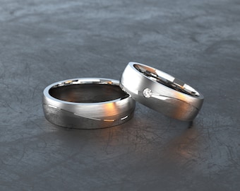 Ringe aus Titan mit Wellenfuge  - Titanium Partnerringe, Freundschaftsringe, Eheringe, Trauringe / Verlobungsringe - T003