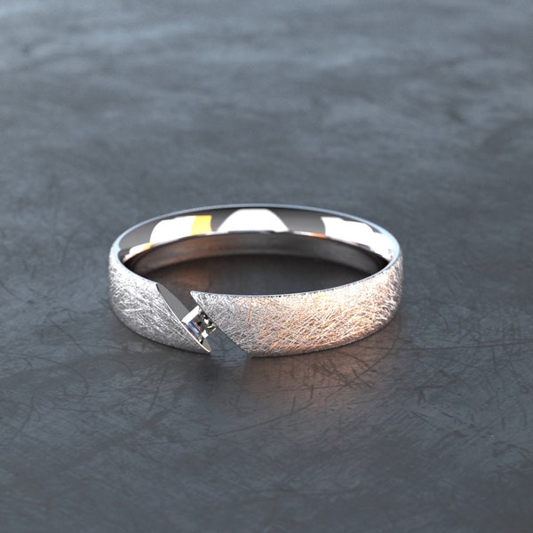 Silver ring made of 925 silver - engagement ring - with cubic zirconia - various surface finishes - handmade - model Frankfurt