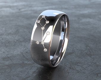 Sternzeichen-Ring "Schütze" - 333er Weißgold - Ring mit Sternbild - echte Diamanten - eine wunderschöne Geschenkidee