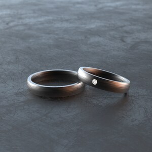 Partner ring made of carbon - high quality and robust, light and comfortable to wear - also as a wedding ring or engagement ring - S006