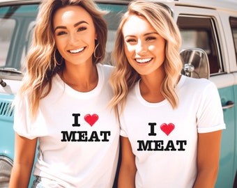 Jag älskar kött T-shirt, köttätare T-shirt, köttätare T-shirt, rolig T-shirt, unisex T-shirt, unik T-shirt, köttätare kost gåva, rolig unik T-shirt
