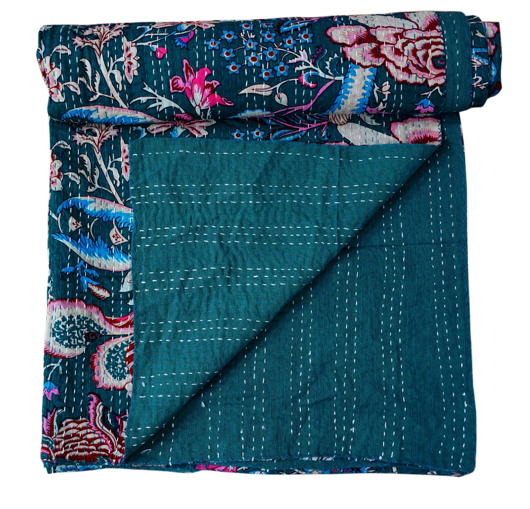 Cultural Treasures Bengali Folk Art Kantha Blanket With Rich Etsy