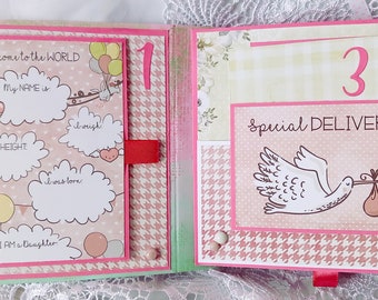 Baby scrapbook album girl pink handmade