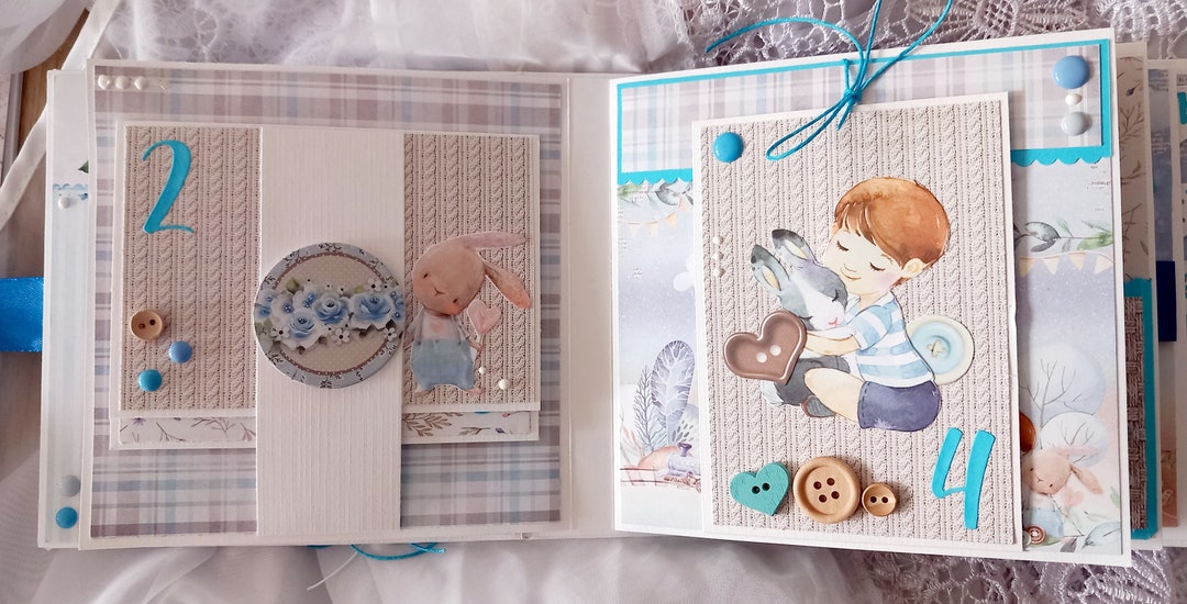 Handmade Scrapbook Album Baby Boy First Year Etsy