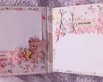 Handmade scrapbook baby girl photo album 12 months
