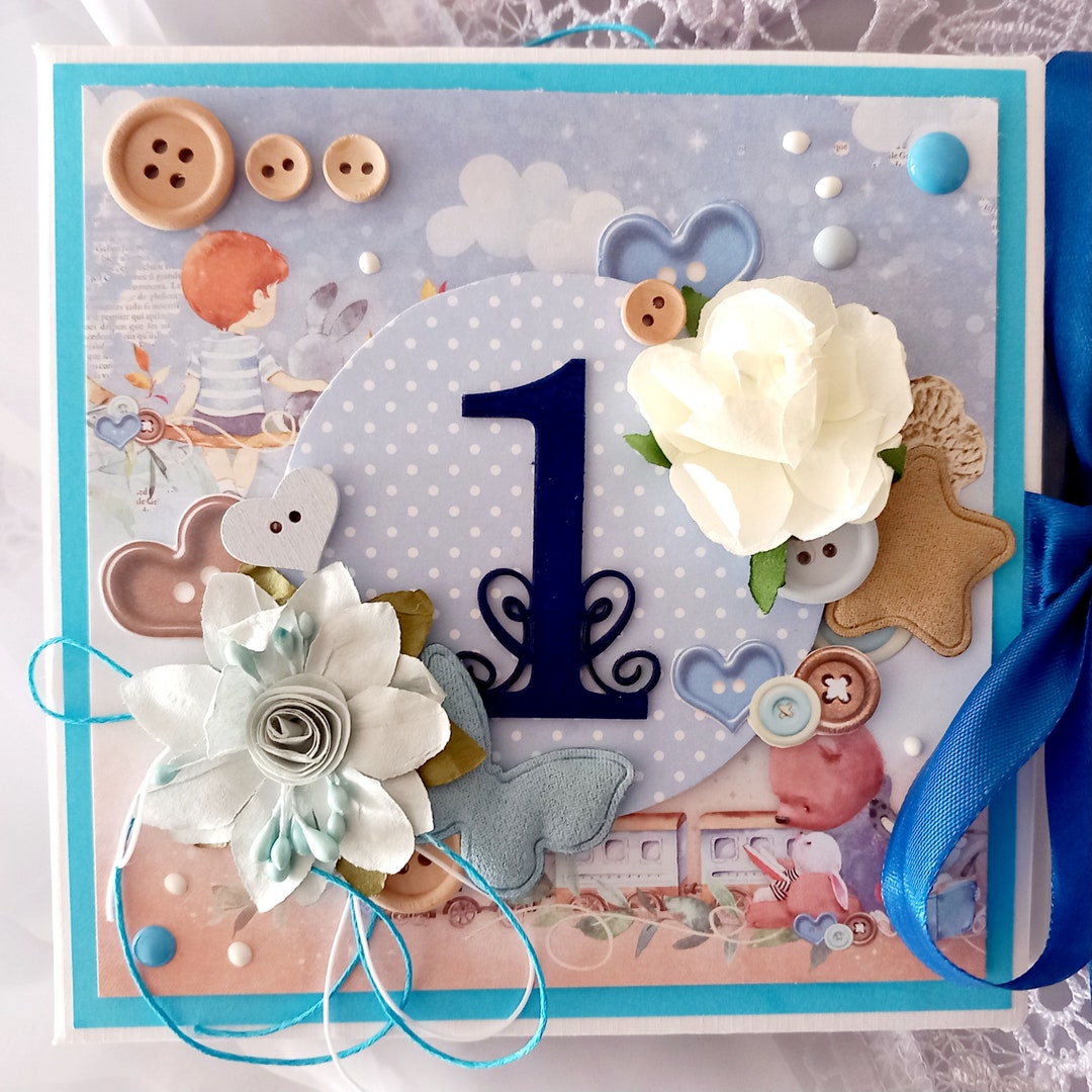 Handmade Scrapbook Album Baby Boy First Year Etsy