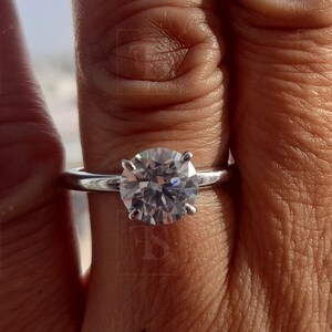 Round Solitaire Engagement Ring, 2.00 Ct Round Moissanite Wedding Ring Women, 14k Solid Gold Solitaire Ring, Promise Ring, Anniversary Gift,