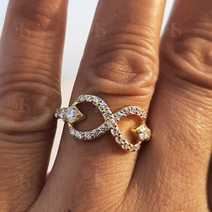 Infinity Ring, Round Cut Moissanite Infinity Ring For Women, 925 Sterling Silver Bow Ring, Promise Love Ring, Unique Anniversary Gift Her