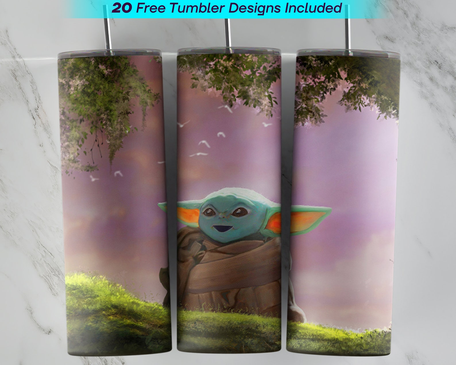 20 Oz Baby Yoda Tumbler Wrap Baby Yoda Sublimation Design 20 Etsy
