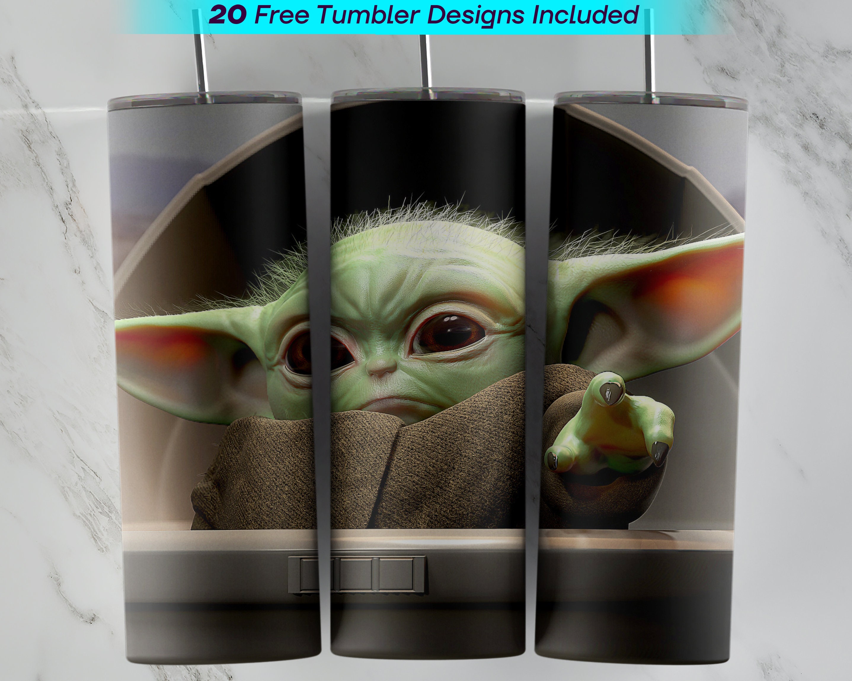 20 Oz Baby Yoda Tumbler Wrap Baby Yoda Sublimation Design 20 Etsy