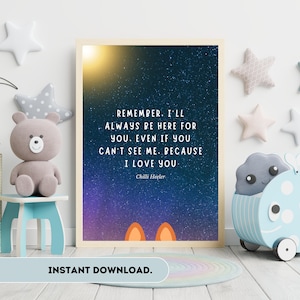 Bluey Sleepytime Chili Heeler Quote Print - Onthoud dat ik er altijd voor je zal zijn. Instant Digital Art-bestand geleverd, A4, A3, A2 en A1 pdf