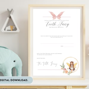 Carta elegante da fada dos dentes fornecida em PDF e SVG. Download instantâneo e impressão. Design moderno e limpo com endereço da fada do dente.