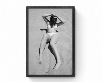 ビキニ、ビーチ、写真、黒と白、壁の装飾、アートプリント、体、アート写真、限定版、セクシー