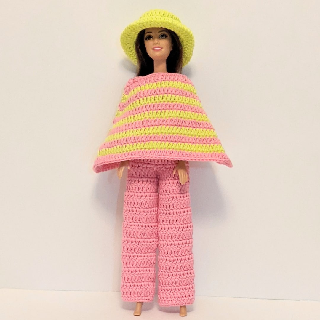Poncho Coat Pants and Hat Set Fashion Doll, 3 Piece Set, Gift for Girl