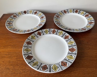 MCM Kathie Winkle Mexico Set of Three Dinner Plates Britamic Ironstone, Staffordshire, England