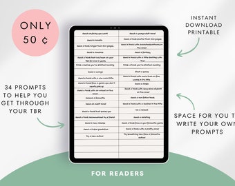 TBR Prompts to help you get through your books | TBR Jar prompts | get through your TBR in 2024 | 1 printable instant download