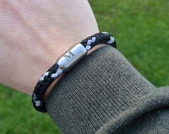 Armband, touw, 8 mm, magneetsluiting, gepersonaliseerd cadeau, gewenste gravure, Valentijnsdag, Moederdag, Vaderdag, unisex