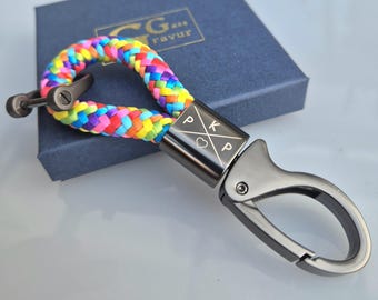 Engraved keychain with initials, initial pendant, communion, carabiner, engraving, gift for men, Christmas gift, gift for women