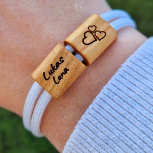 Engraved wooden bracelet, family, surfer bracelet, personalized bracelet, wood, engraved bracelet, Mother&#39;s Day, hearts, birthday