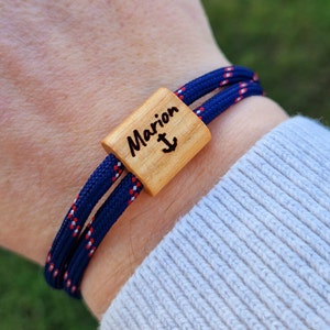 Engraved wooden bracelet, anchor, family, Valentine&#39;s Day, names, surfer bracelet, personalized bracelet, wood, engraved bracelet