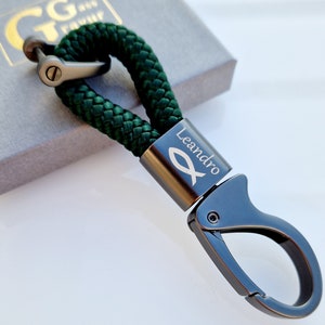 Keychain, sailing rope, 8 mm, communion, baptism, confirmation, carabiner, engraving, personalized gift, Father&#39;s Day, wedding