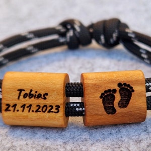 Engraved wooden bracelet, family, surfer bracelet, personalized bracelet, wood, engraved bracelet, Mother&#39;s Day, birth, birthday