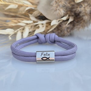 Baptism bracelet with name and fish・Communion・Birthday・Back to school・Confirmation・Children&#39;s bracelet・Sailing rope bracelet
