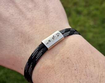 Engraved bracelet for triathlon, competition, surfer, personalized bracelet, jewelry, Mother's Day, triathlon, running, swimming, cycling