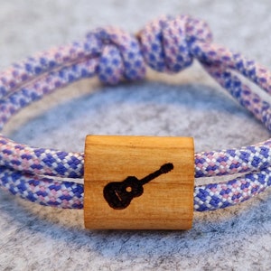 Engraved wooden bracelet, music, guitar, surfer bracelet, personalized bracelet, wood, engraved bracelet, Mother&#39;s Day, instrument