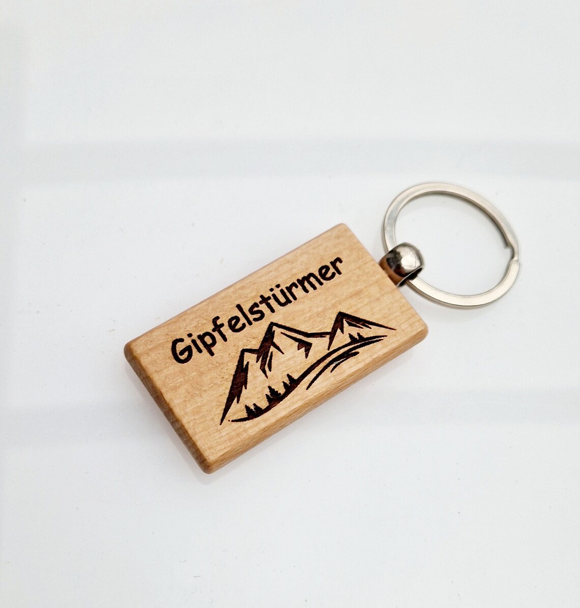 Landscape Keychain Wooden Keychain, Summit Climber, Mountain Landscape, Mountaineer ...