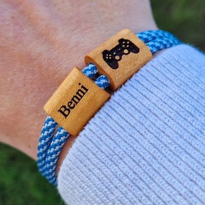 Engraved wooden bracelet, surfer bracelet, personalized bracelet, wood, engraved bracelet, Valentine&#39;s Day, name engraving, controller, gaming