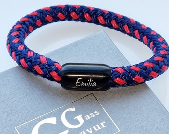 Bracelet with engraving, sailing rope bracelet, 8 mm, magnetic clasp, personalized gift, Valentine's Day, Mother's Day, Father's Day, unisex