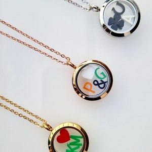 Locket Personalized 25mm, Locket Meets Acrylic, Necklace, Letter, Charms, Memories, Gift, Valentine's Day, Mother's Day