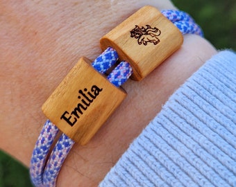 Engraved wooden bracelet, surfer bracelet, personalized bracelet, wood, engraved bracelet, Valentine's Day, name engraving, unicorn