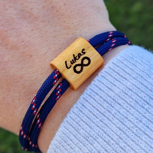 Engraved wooden bracelet, infinity, Valentine&#39;s Day, surfer bracelet, personalized bracelet, wood, engraved bracelet, Mother&#39;s Day