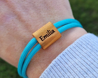 Engraved wooden bracelet, name engraving, surfer bracelet, personalized bracelet, wood, engraved bracelet, Mother's Day, birthday