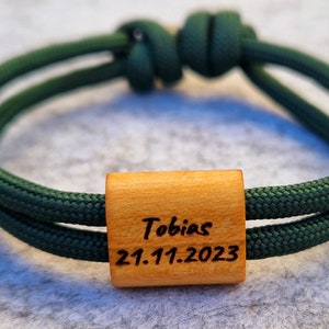 Engraved wooden bracelet, name, birthday, Valentine&#39;s Day, surfer bracelet, personalized bracelet, wood, engraved bracelet, Father&#39;s Day, Mother&#39;s Day