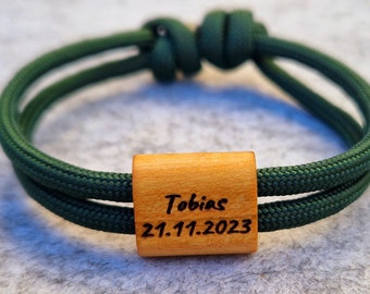 Engraved wooden bracelet, name, birthday, Valentine's Day, surfer bracelet, personalized bracelet, wood, engraved bracelet, Father's Day, Mother's Day