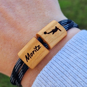 Engraved wooden bracelet, football, surfer bracelet, personalized bracelet, wood, engraved bracelet, Mother&#39;s Day, birthday,