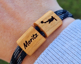 Engraved wooden bracelet, football, surfer bracelet, personalized bracelet, wood, engraved bracelet, Mother's Day, birthday