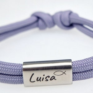 Engraved bracelet with name and fish, baptism, sailing rope bracelet, personalized gift, jewelry, family, communion, Mother&#39;s Day, confirmation
